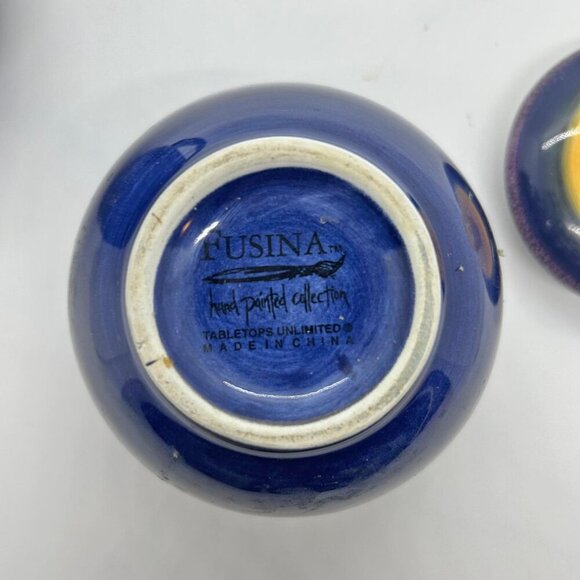 Tabletops Unlimited Fusina hand painted sugar bowl and creamer set ceramic - Picture 8 of 9